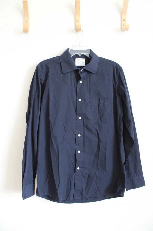 Bespoke Earrings Bespoke Classic Fit Navy Long Sleeved Button Down Shirt 3435 15155