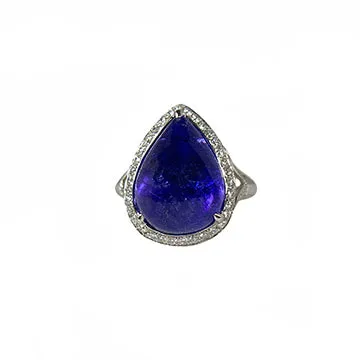 Asba Rings Tanzanite Diamond Halo Ring