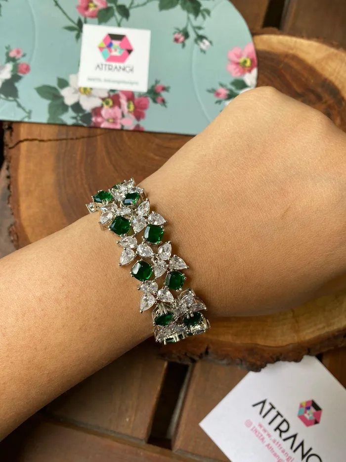 Attrangi Bracelets Green Goddess Thick Diamond Tennis Bracelet