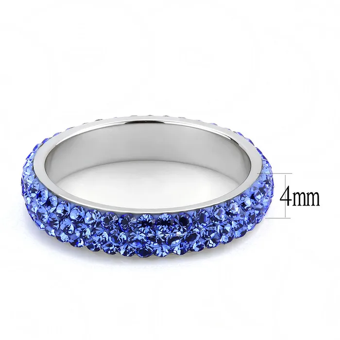 CJ3539 Wholesale Womens Stainless Steel Top Grade Crystal Sapphire Infinite Sparkle Ring Green Rings