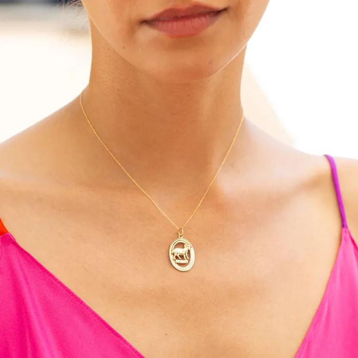 Vintage Charm Necklaces English 9k Gold Aries Zodiac Charm