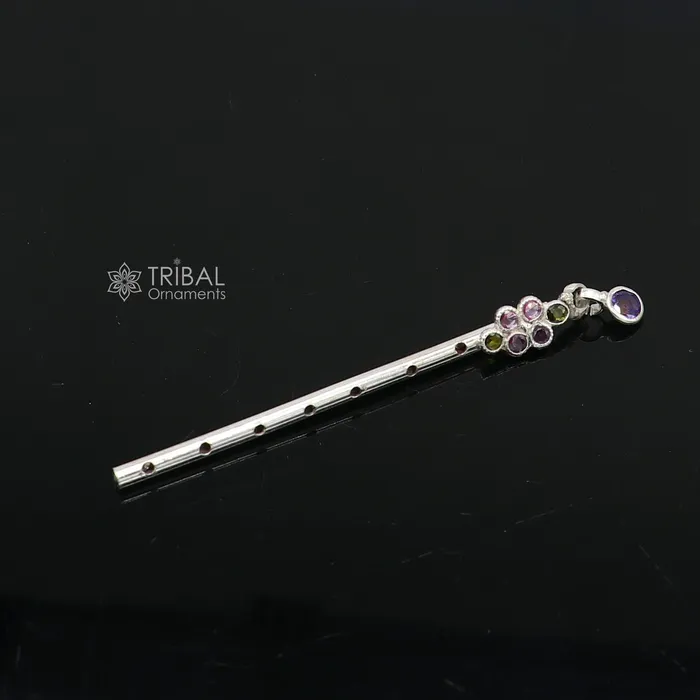 27 Flute divine 925 sterling silver handmade plain stone work idol Krishna flute silver bansuri laddu Gopala flute Krishna flute su1227 TRIBAL ORNAMENTS Rings
