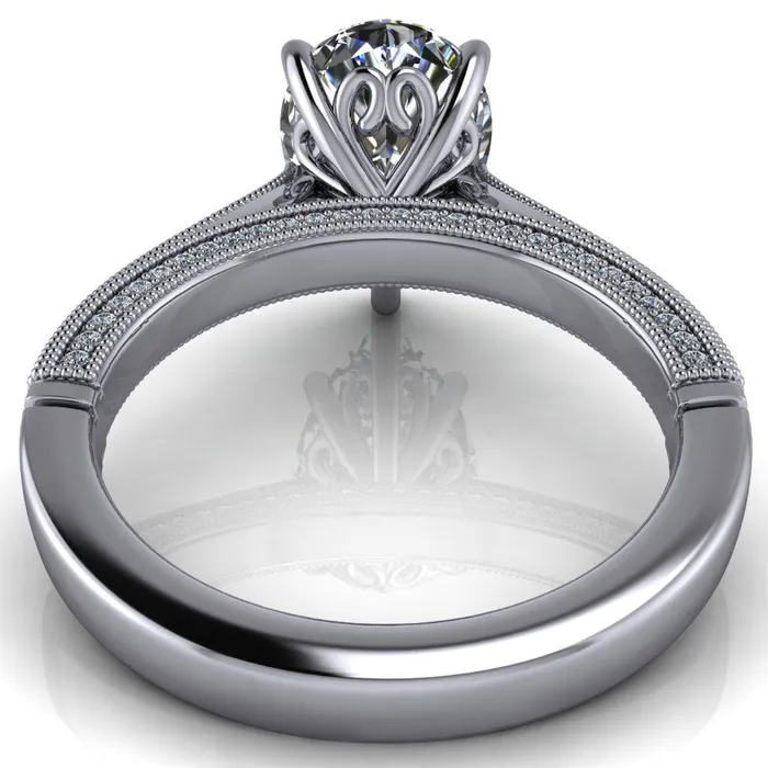 Fire Brilliance Rings Vivienne Pear Center Stone 5 Prong Milgrain Engagement Ring