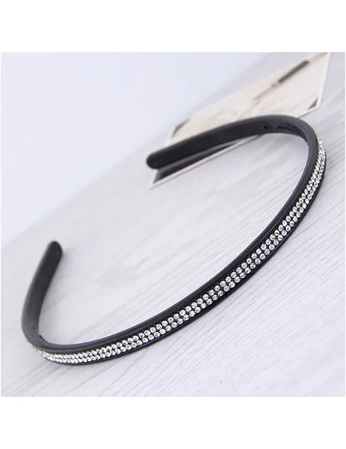 H187 Silver Gem Double Row Hair Band 02 Rings