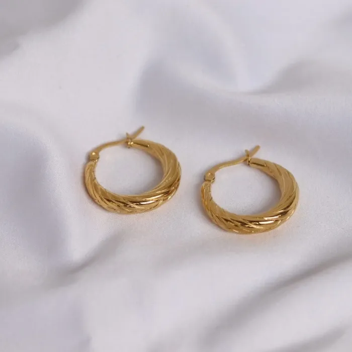 Jewelvers Earrings 18K GoldFilled Twisted Hoop