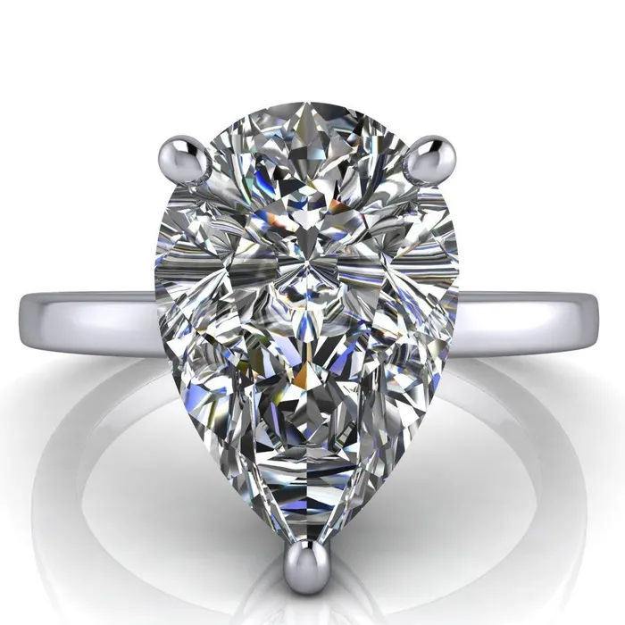 Rings Keegan Pear Center Stone 3 Prong Engagement Ring Fire Brilliance 