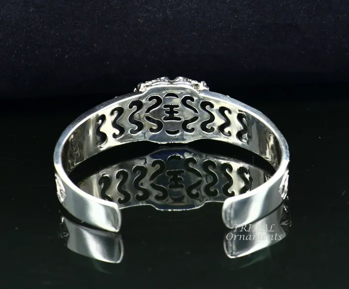 TRIBAL ORNAMENTS Bracelets 925 Sterling silver handmade excellent lion face solid cuff kada bracelet amazing bracelet vintage style mens jewelry cuff106