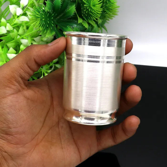 TRIBAL ORNAMENTS Rings 999 fine solid silver handmade water glass or milk tumbler best baby set excellent baby gifting utensils silver healthy article sv122