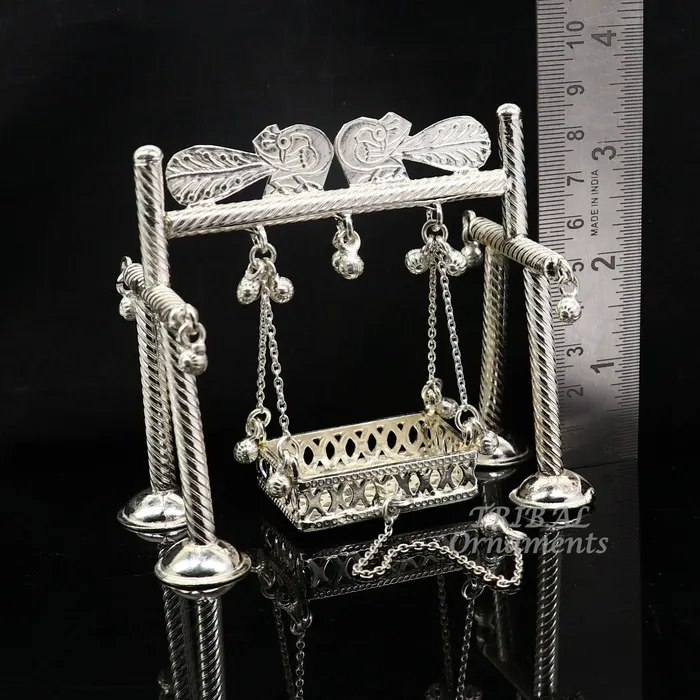 TribalOrnaments Rings 925 Sterling silver handmade Bal Gopala jhula little Krishna swing child krishan palana silver jhula laddu gopal jhula silver art su928
