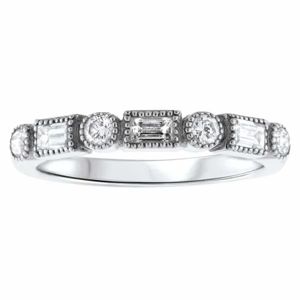 14kt White Gold Diamond Wedding Band 075ct Diamonds B17550 Diamond Source NYC Rings