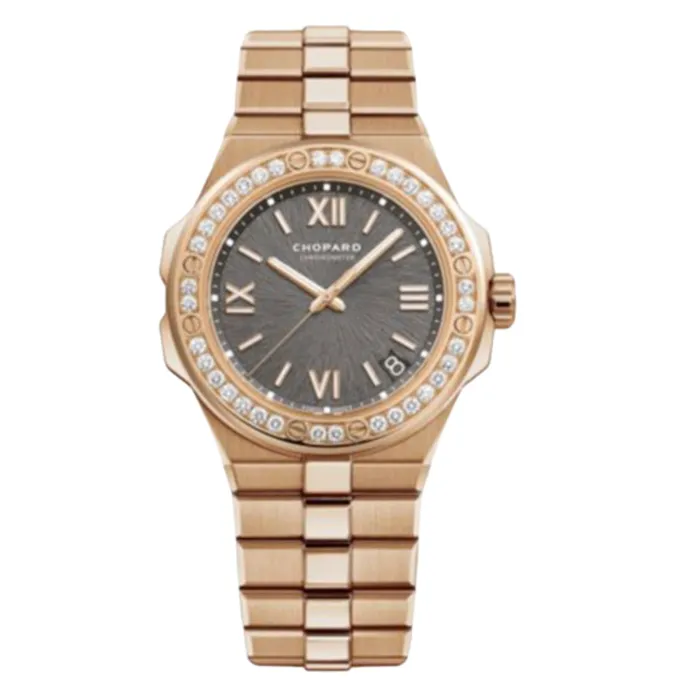 Bracelets Chopard Alpine Eagle 41mm Watch Ref 2953635002 Gray Index Dial Diamond Bezel 18K Rose Gold Bracelet Chopard