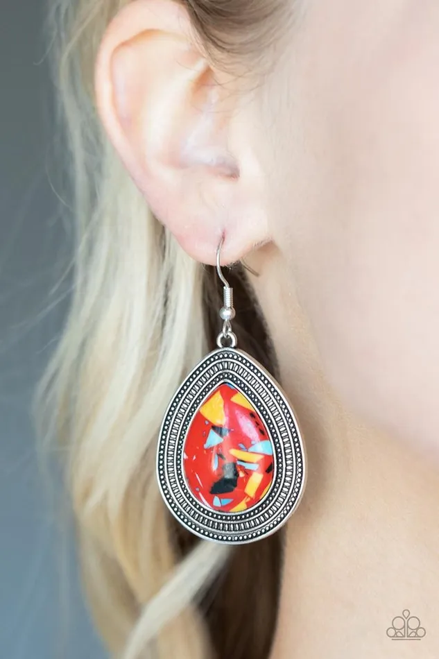Earrings Paparazzi Earring Terrazzo Tundra Red Paparazzi Jewelry