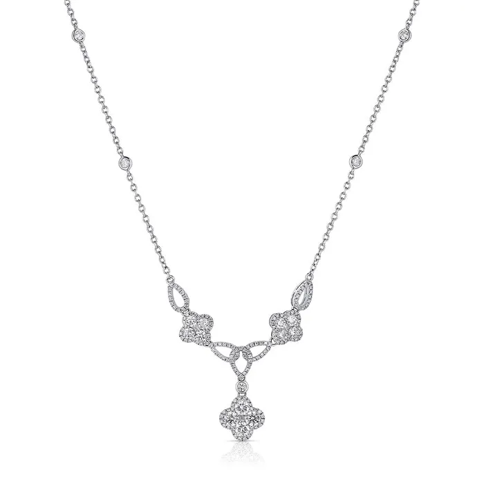 Necklaces CJ Charles Jewelers 18kt White Gold Diamond Quatrefoil Diamond Necklace