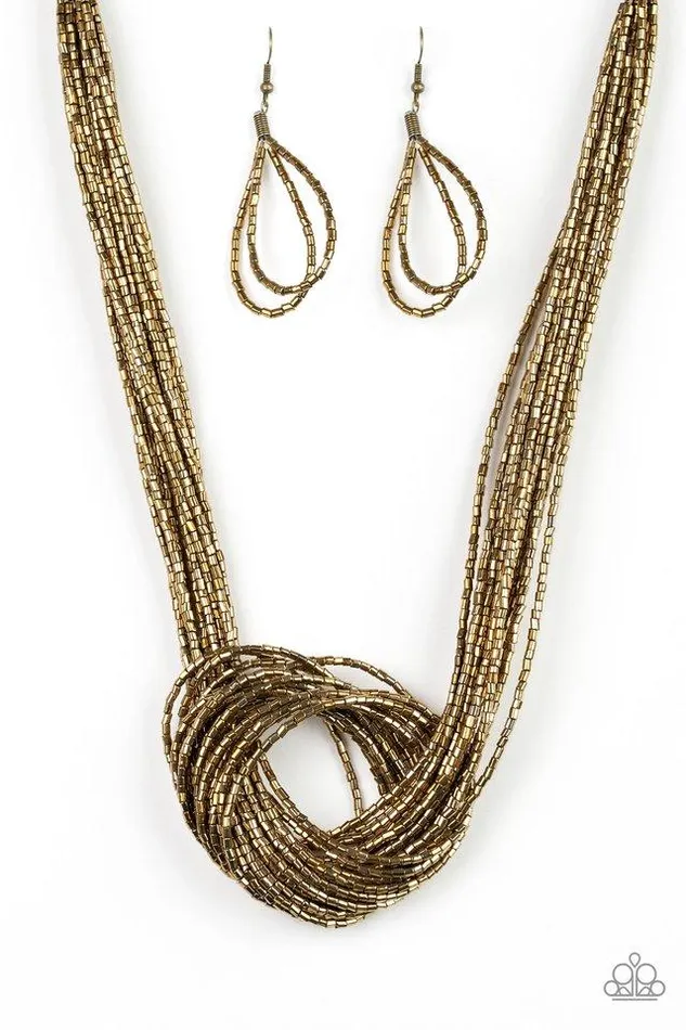 Necklaces Paparazzi Jewelry Paparazzi Necklace Knotted Knockout Brass
