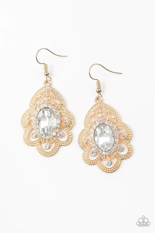 Paparazzi Earring Reign Supreme Gold Paparazzi Jewelry Earrings
