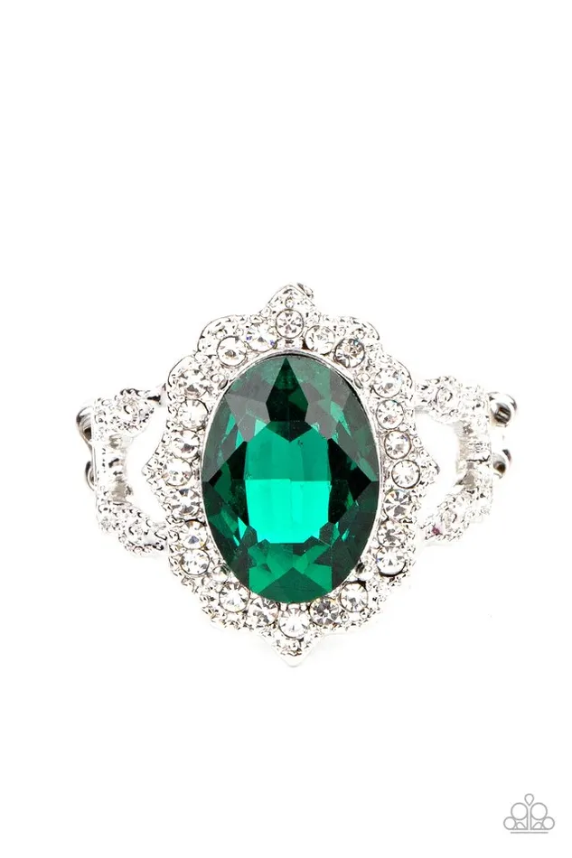 Paparazzi Ring Oval Office Opulence Green Paparazzi Jewelry Rings