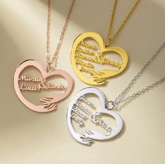 Personalized MultiName Heart Necklace Custom Family Jewelry Durable Elegant Design Ideal Gift for Mothers Belbren Necklaces