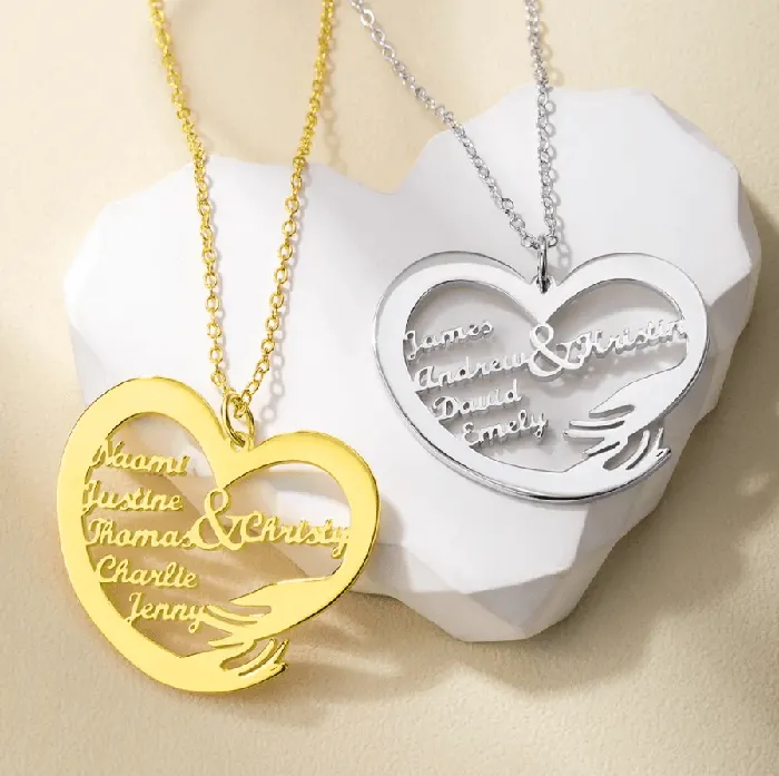 Personalized MultiName Heart Necklace Custom Family Jewelry Durable Elegant Design Ideal Gift for Mothers Belbren Necklaces