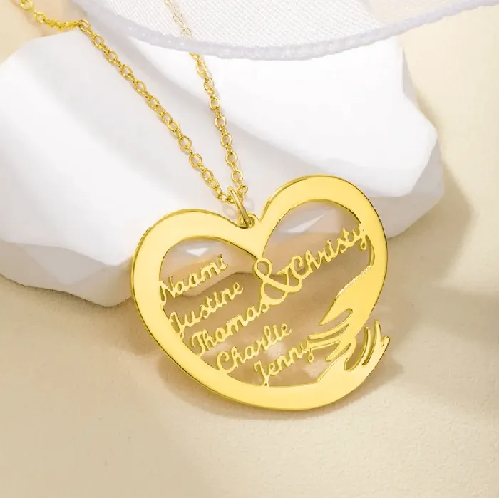 Personalized MultiName Heart Necklace Custom Family Jewelry Durable Elegant Design Ideal Gift for Mothers Belbren Necklaces