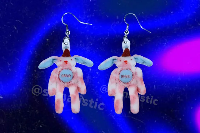 Sam Makes Things Earrings Hairy Little Funky Friends 2D Handmade Earrings collaboration with Imo Sophia