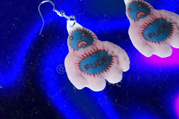 Sam Makes Things Earrings Hairy Little Funky Friends 2D Handmade Earrings collaboration with Imo Sophia