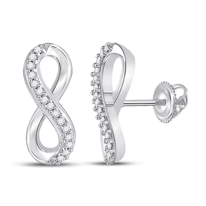 GND 10Kt White Gold Womens Round Diamond Infinity Earrings 120 Cttw GND Earrings