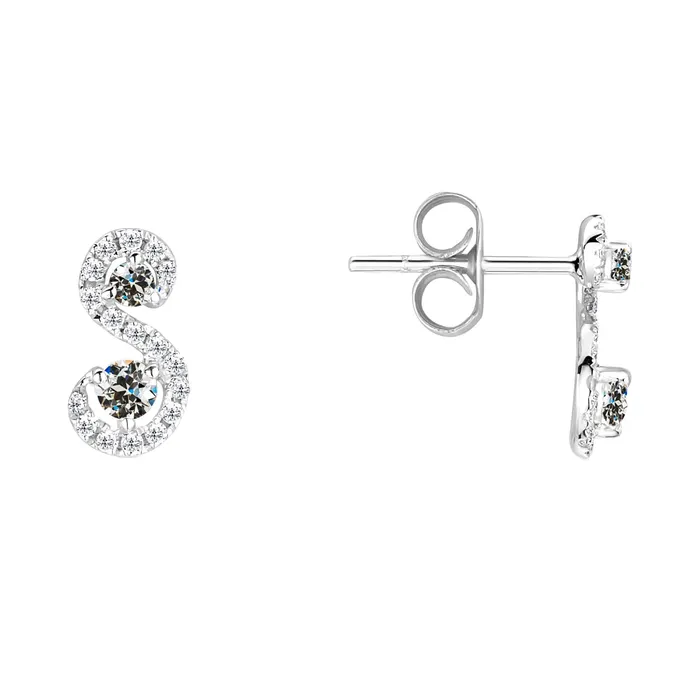 HarryChadEntcom Earrings Round Natural Diamond Old Mine Cut Drop Earrings S Style 2 Carats 14K Gold