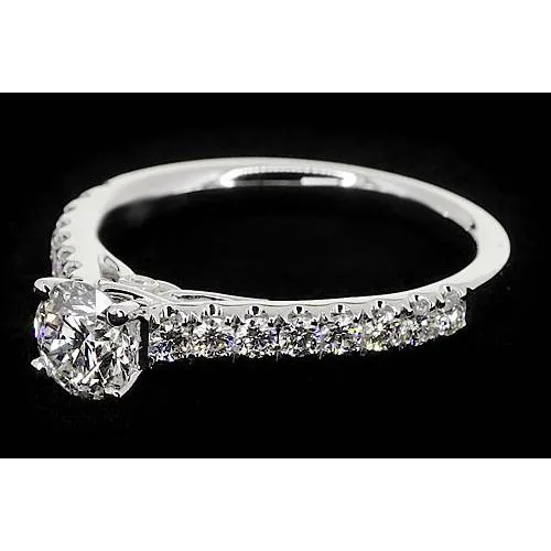 Rings GB 2 Carats Round Natural Earth Mined Diamond Engagement Ring With Accents