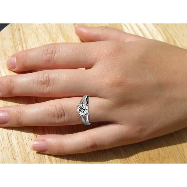 Rings GB Split Shank Round Cut 175 Carats Solitaire Natural Earth Mined Diamond Engagement Ring