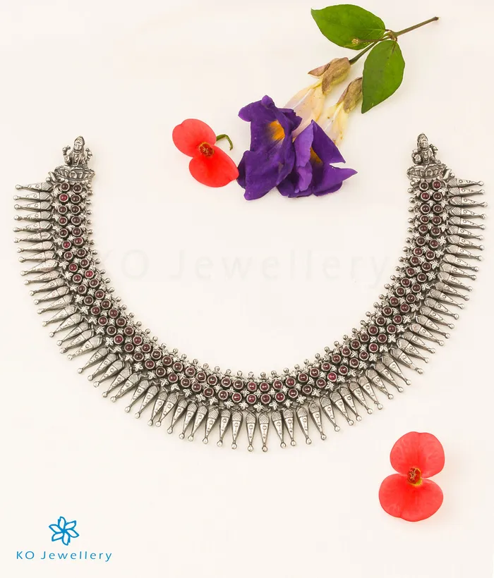 Silversmith The Devi Silver Kempu Necklace Oxidised Necklaces