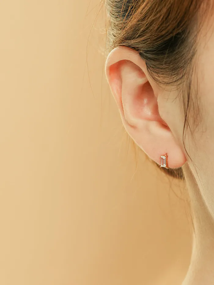 14K 18K Gold Color Baguette Cartilage Hoop Earring MinimalBijoux Earrings