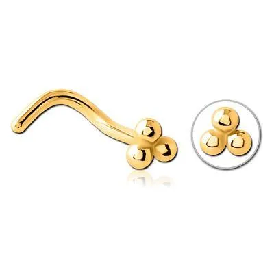 3Ball Gold Nostril Screw Tulsa Body Jewelry PreStyled Sets