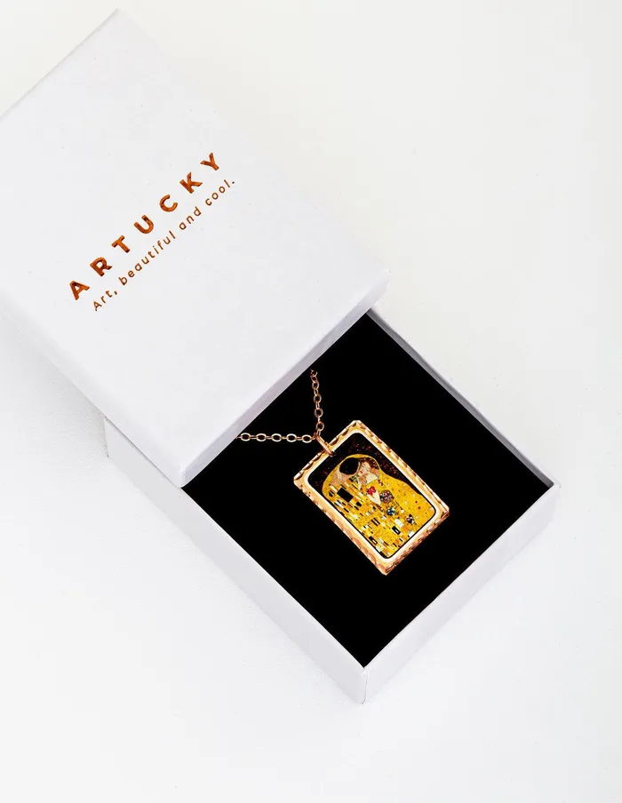 artuckycom Gustav Klimt The Kiss Rectangle Necklace Necklaces