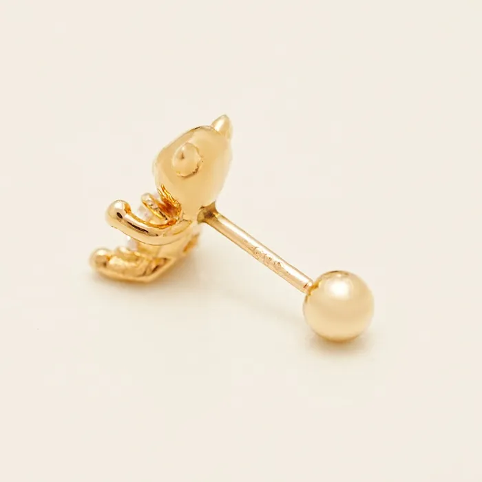 Earrings MinimalBijoux 14K Gold Moissanite Dia Cute Bear Cartilage Earring 20G18G16G