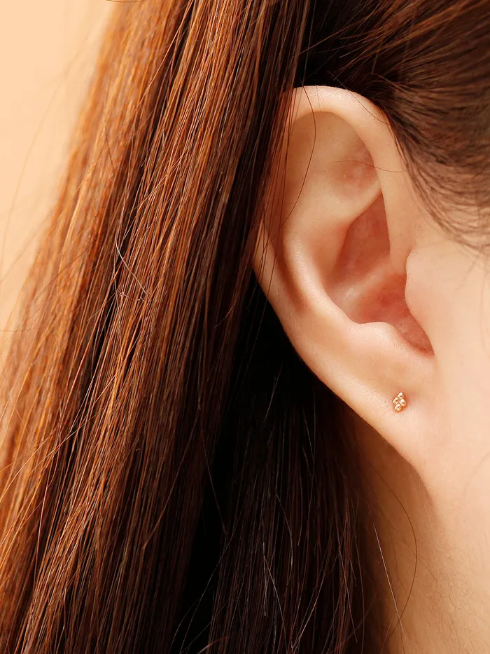 Earrings MinimalBijoux 14K Gold Square Ball Stud Earring