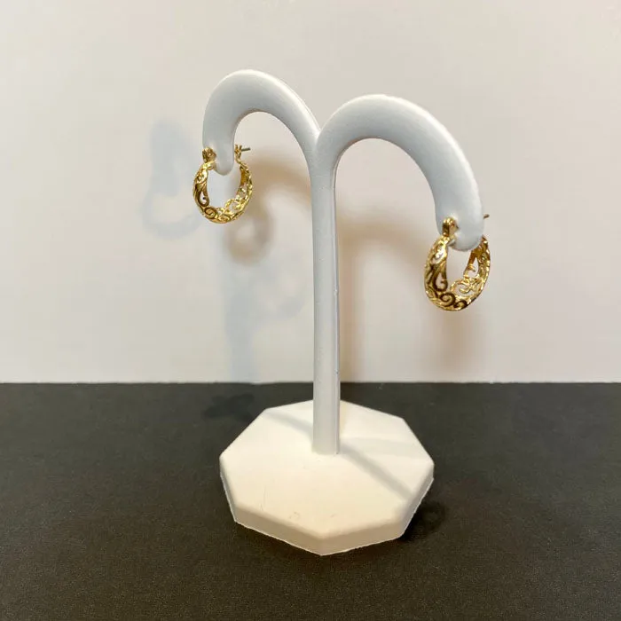 Earrings Moriartys Gem Art 14K Yellow Gold Filigree Hoop Earrings