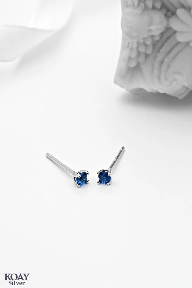 KOAY Silver Store Earrings Tiny Blue Zircon Earring