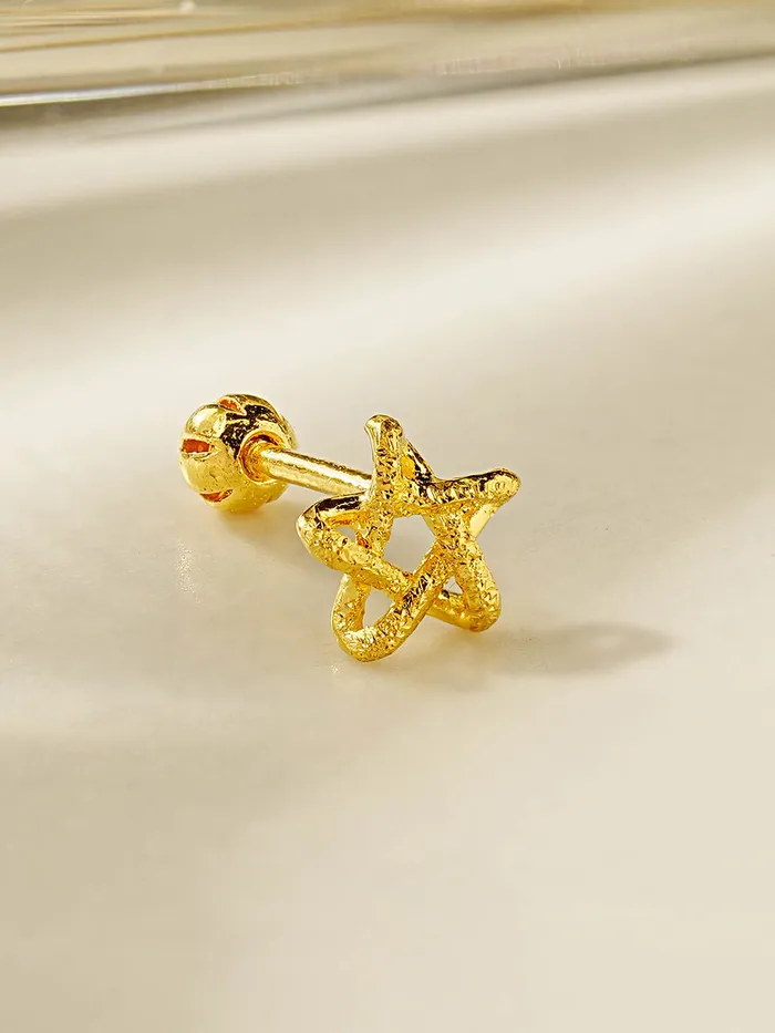 MinimalBijoux Earrings 24K Gold Knotted Star Cartilage Earring 20G