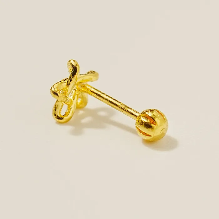 MinimalBijoux Earrings 24K Gold Knotted Star Cartilage Earring 20G