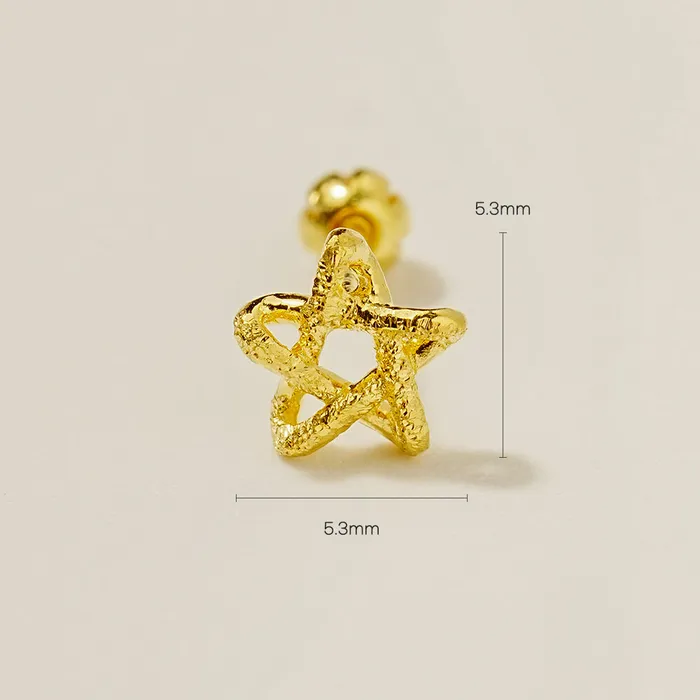 MinimalBijoux Earrings 24K Gold Knotted Star Cartilage Earring 20G