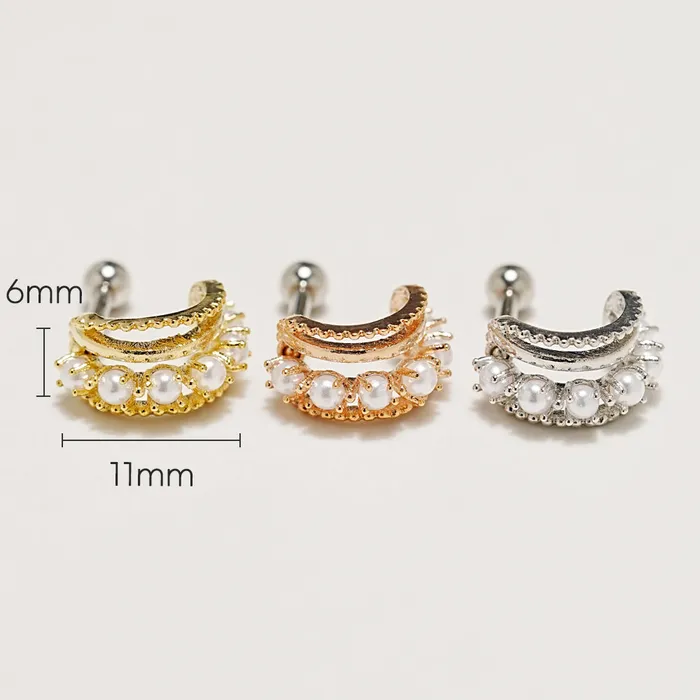 MinimalBijoux Earrings Crown Dotted Light Cartilage Ear Piercing 16G