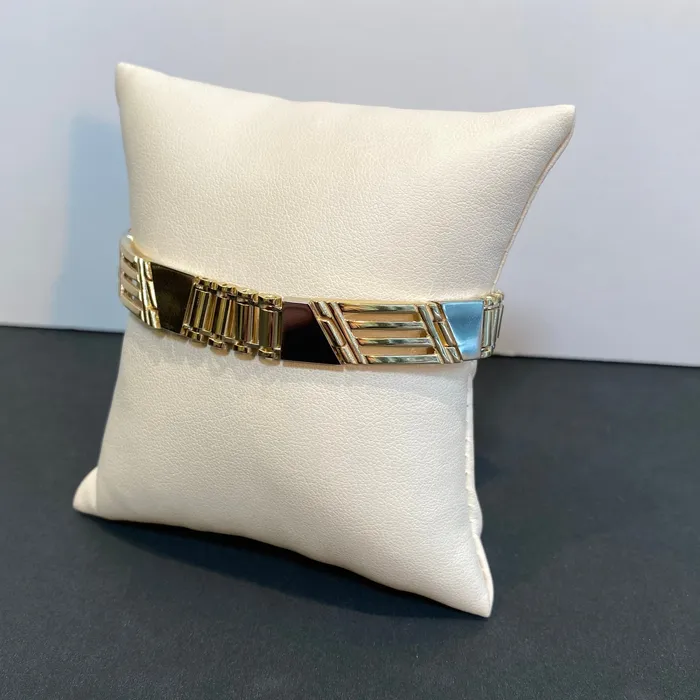 Moriartys Gem Art Bracelets 14K Two Tone White and Yellow Gold Link Bracelet