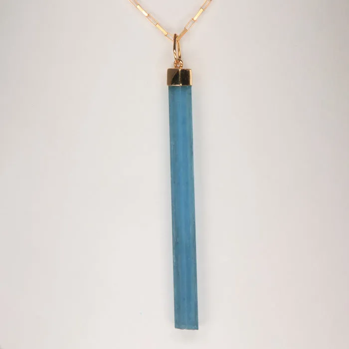 Moriartys Gem Art PreStyled Sets 18K Yellow Gold Aquamarine Crystal Pendant with chain