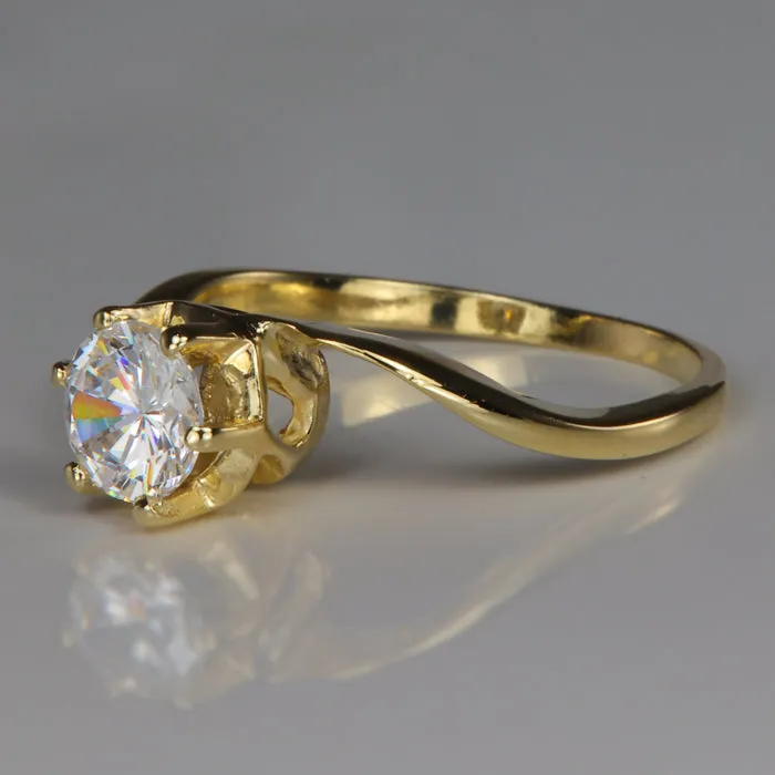 Moriartys Gem Art Rings 14K Yellow Gold Round Brilliant Cubic Zirconia Solitaire Ring