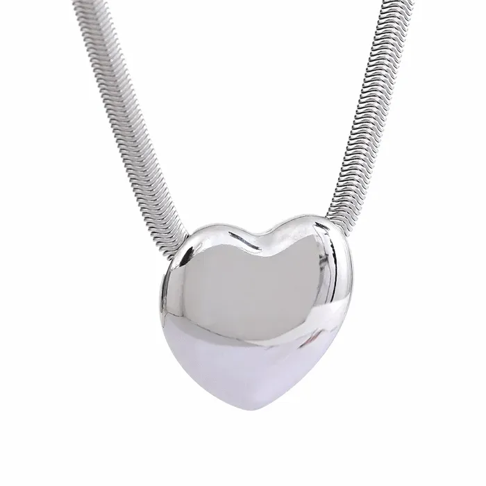 Necklaces Mabel Love Co Snake Chain Necklace with Heart Pendant