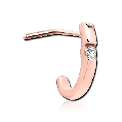Rings Tulsa Body Jewelry CZ Band Rose Gold LBend Nose Hoop