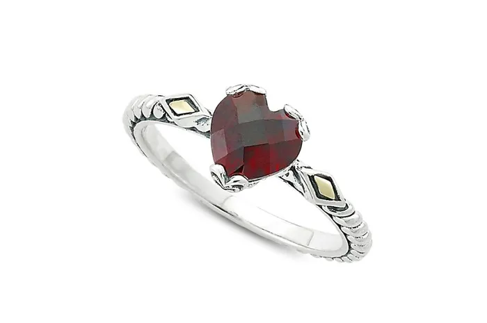 Samuel B Glow Heart Ring Garnet Rings