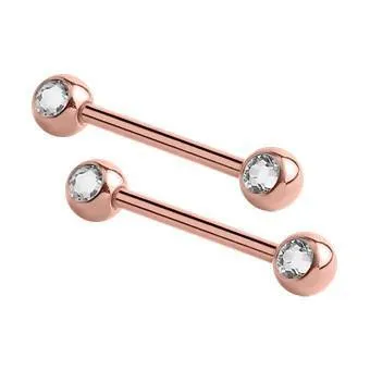 Tulsa Body Jewelry Earrings CZ Rose Gold Nipple Barbells